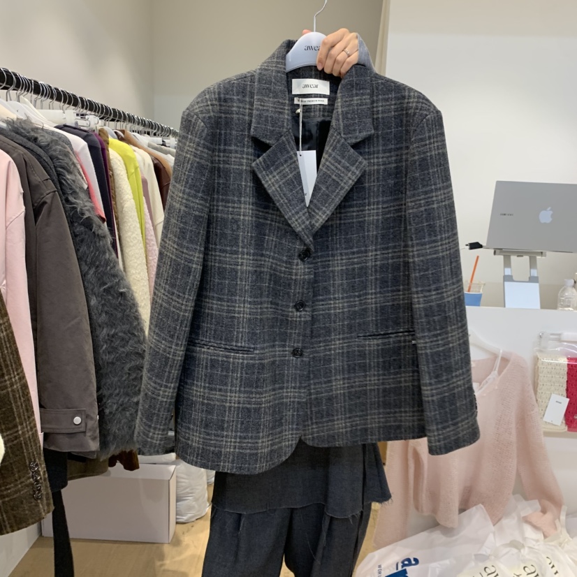 RUMIRU/AWEAR東大門直郵女士新款時尚真品熱賣短款大衣格子awear/RUMIRU短款大衣圖色1