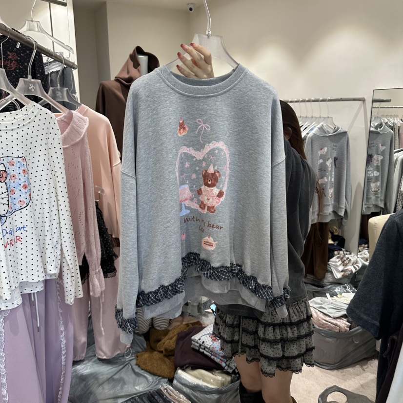 MIMME/LOOKK東大門直郵女士新款真品熱賣衛衣荷葉邊格紋MIMME/LOOKK衛衣圖色1