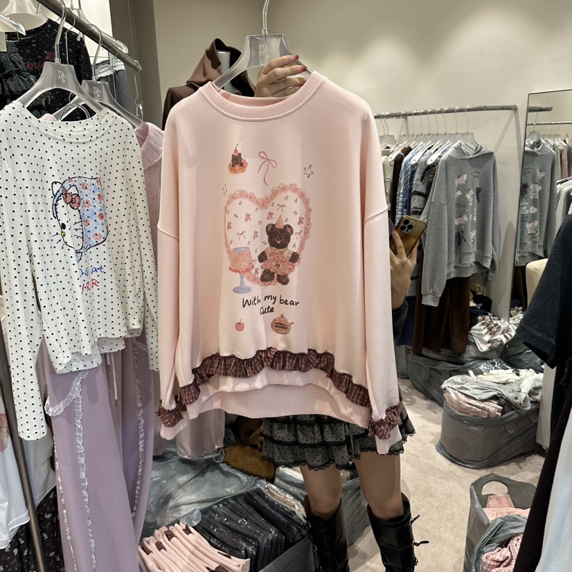 MIMME/LOOKK東大門直郵女士新款真品熱賣衛衣荷葉邊格紋MIMME/LOOKK衛衣圖色2