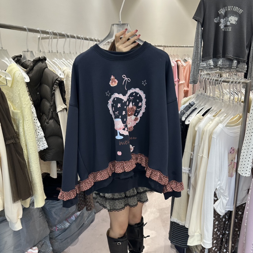 MIMME/LOOKK東大門直郵女士新款真品熱賣衛衣荷葉邊格紋MIMME/LOOKK衛衣圖色3