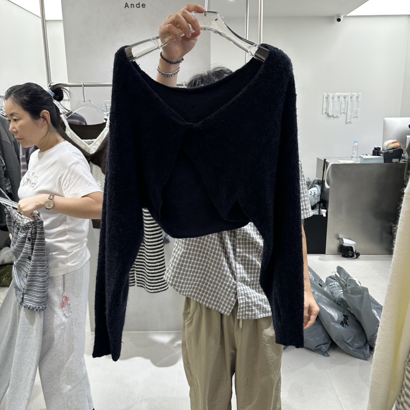 ANDE東大門代購女士新款熱賣休閑推薦真品針織衫不含內搭ANDE針織衫圖色3深藍色