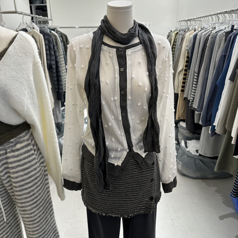 ANDE東大門代購女士新品時尚人氣真品熱賣開衫含圍巾開衫ANDE開衫圖色1