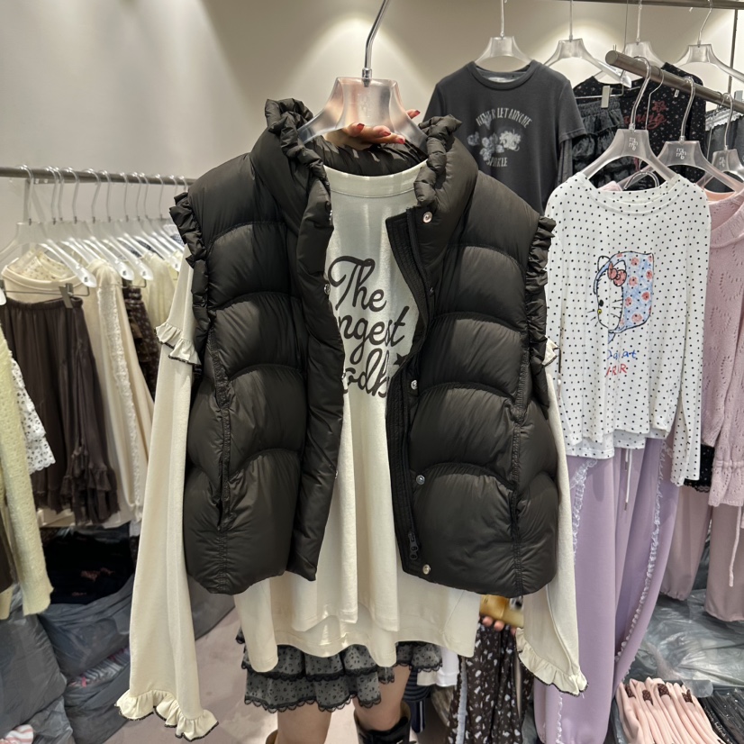 MIMME/LOOKK東大門實拍女士新款時尚馬甲不含內搭荷葉邊加厚MIMME/LOOKK馬甲圖色3