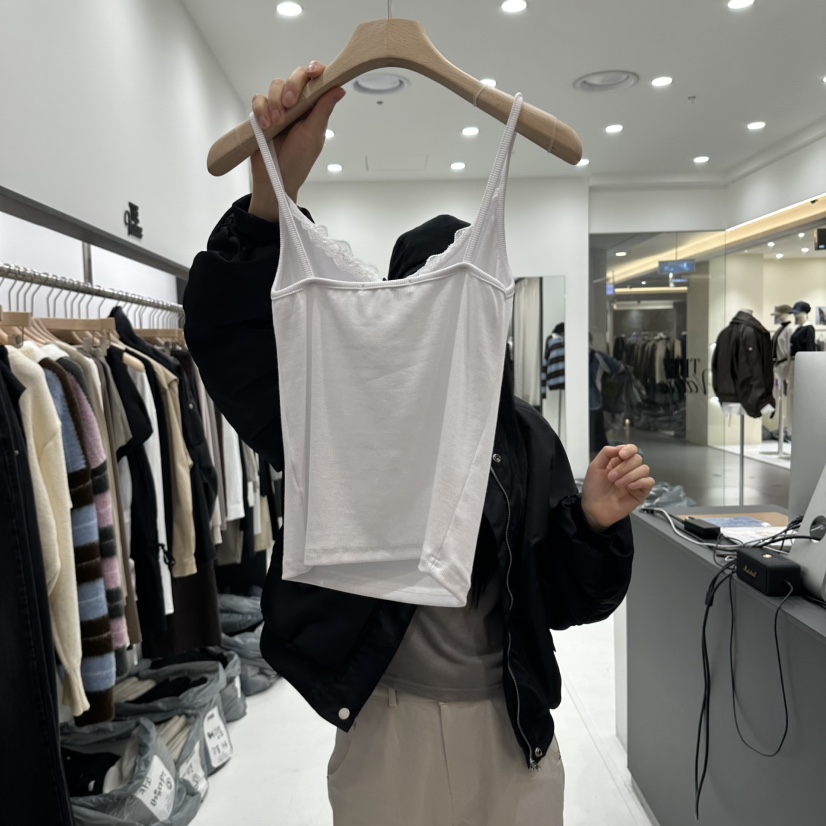 THE VALUE東大門實拍女裝新品真品吊帶背心蕾絲褶皺無袖THE VALUE吊帶/背心