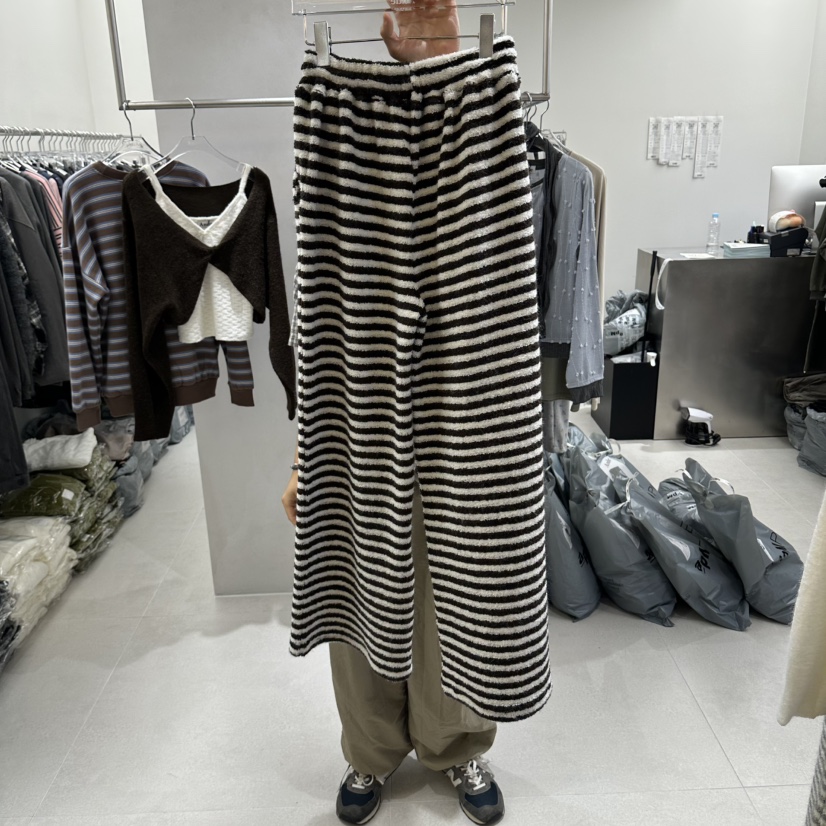 ANDE韓國代購女士新款人氣熱賣推薦休閑時尚真品休閑褲條紋ANDE休閑褲