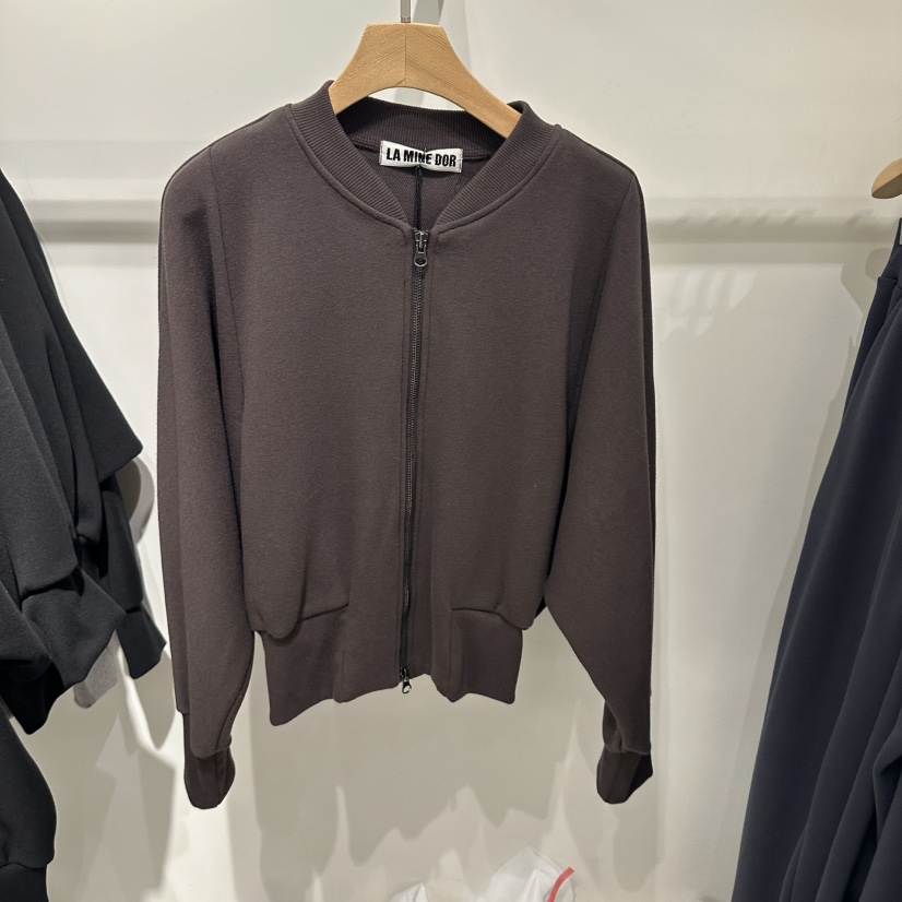 LAMINEDOR東大門代購女士新品真品時尚人氣推薦衛衣拉鏈羅紋LA MINE DOR衛衣圖色2棕色