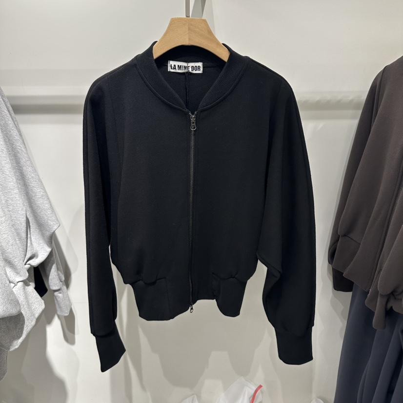 LAMINEDOR東大門代購女士新品真品時尚人氣推薦衛衣拉鏈羅紋LA MINE DOR衛衣圖色3黑色