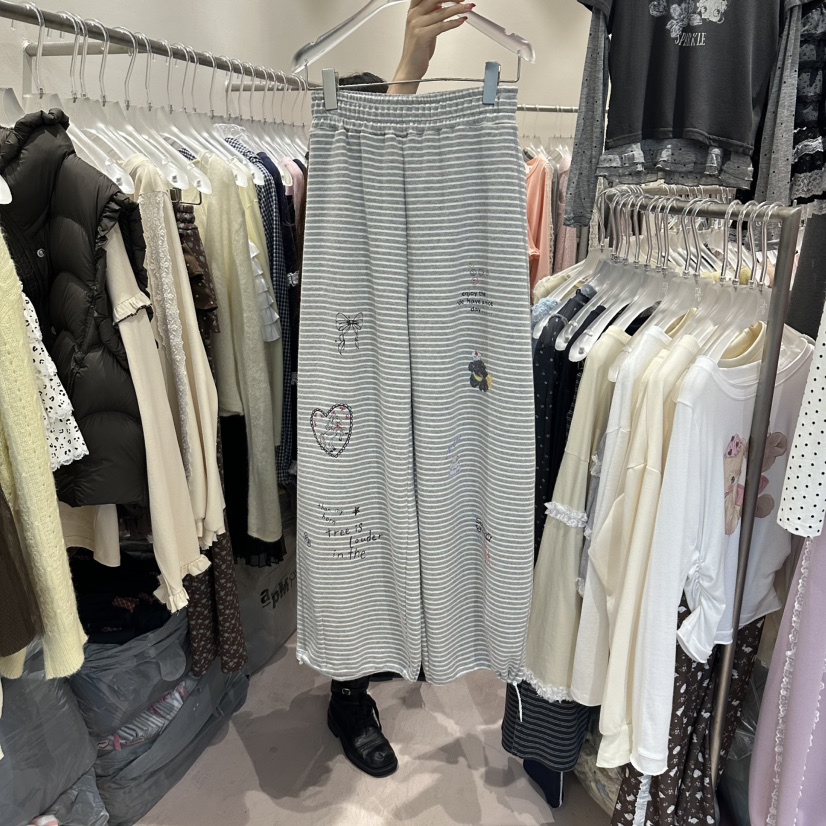 MIMME/LOOKK東大門實拍女士新款時尚熱賣真品推薦休閑褲MIMME/LOOKK休閑褲圖色3灰色條紋