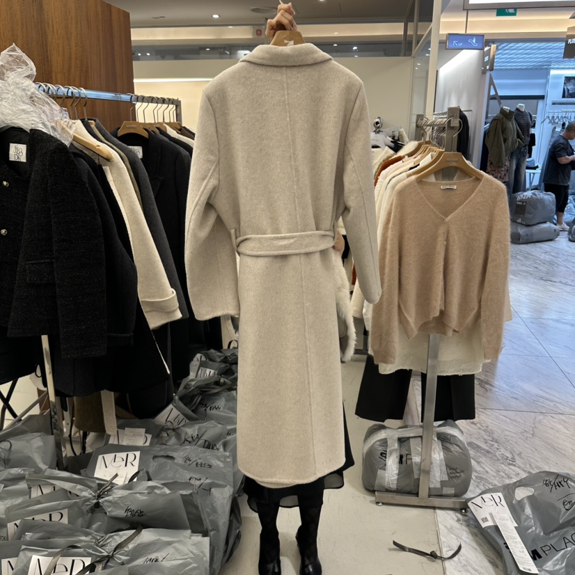MER東大門直郵女士新品真品時尚推薦休閑中長款大衣含腰帶MER/ANGELO BIANCO中長款大衣