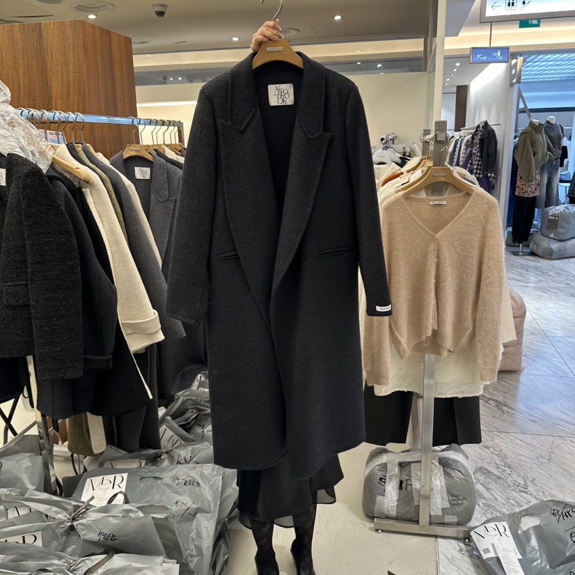 MER東大門直郵女士新品真品時尚推薦休閑中長款大衣含腰帶MER/ANGELO BIANCO中長款大衣圖色2