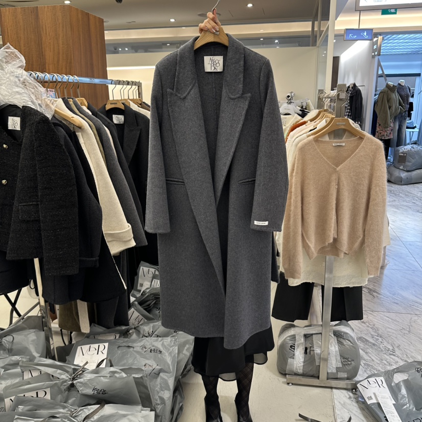 MER東大門直郵女士新品真品時尚推薦休閑中長款大衣含腰帶MER/ANGELO BIANCO中長款大衣圖色3