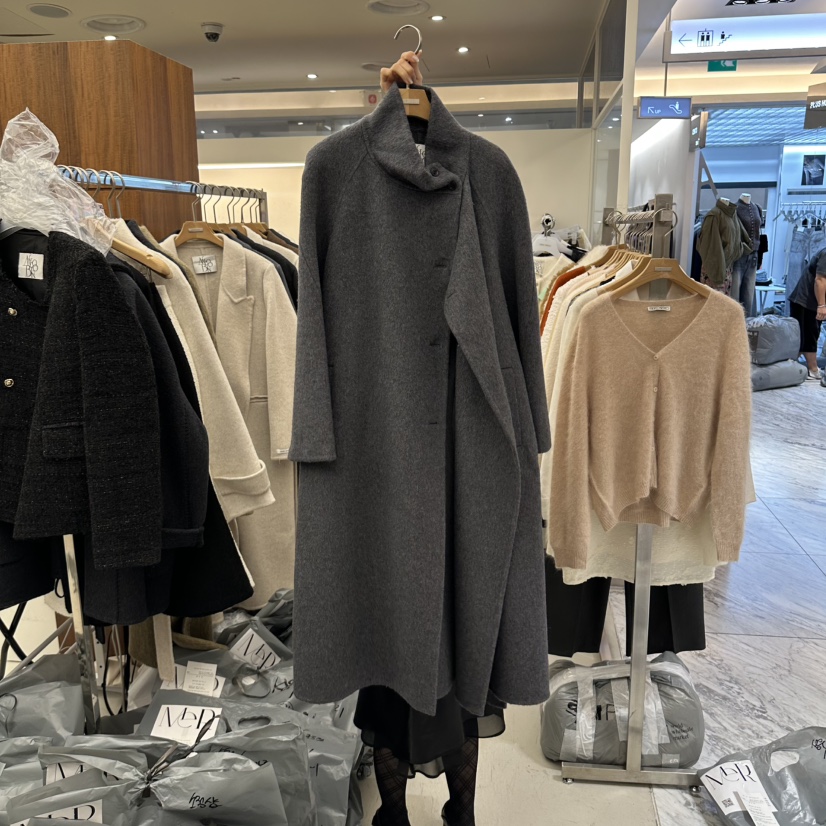 MER韓國代購女士新品推薦真品人氣熱賣休閑中長款大衣含腰帶MER/ANGELO BIANCO中長款大衣圖色2