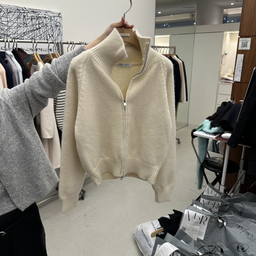 MER韓國代購女裝新品推薦人氣時尚真品休閑熱賣開衫拉鏈MER/ANGELO BIANCO開衫圖色1