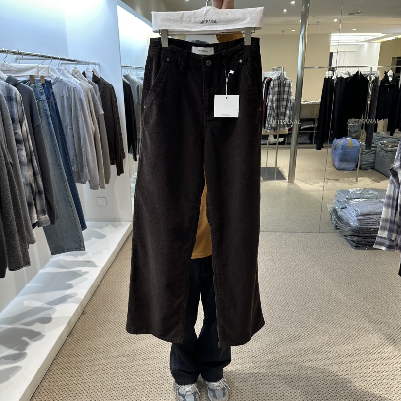 ARTISANAL東大門直郵女士新款真品熱賣休閑牛仔褲燈芯絨直筒ARTISANAL牛仔褲圖色1棕色