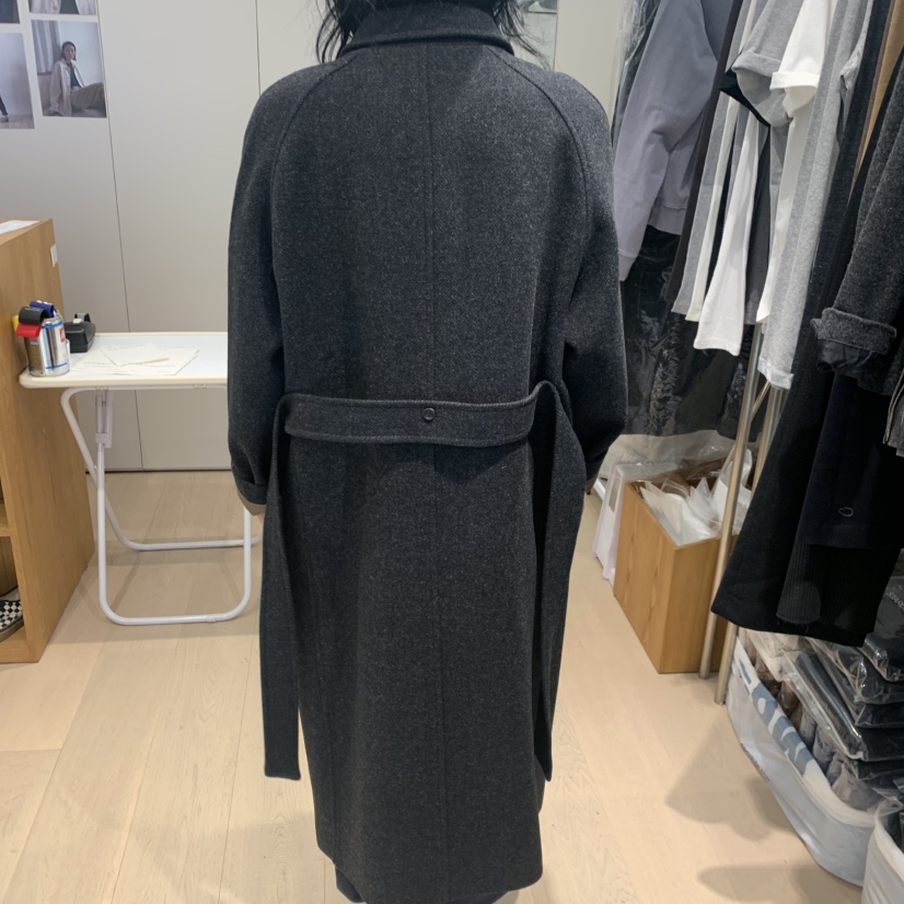THE STARDUST韓國直郵女裝新品時尚中長款大衣人字紋腰帶THE STARDUST中長款大衣