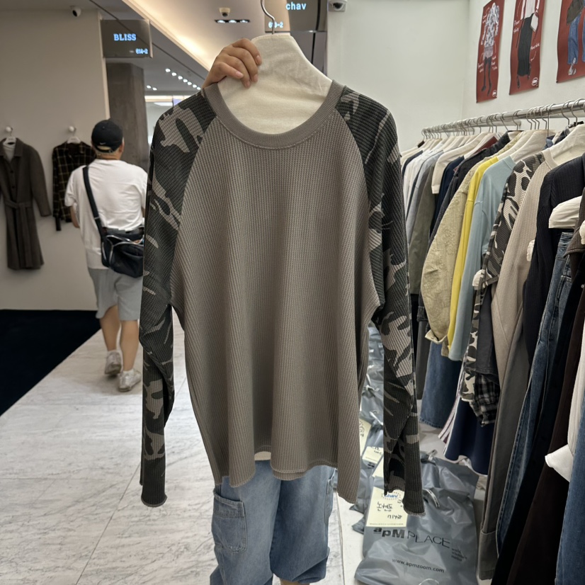 CHAV東大門直郵女裝新品推薦休閑時尚真品長袖T恤華夫格迷彩CHAV長袖T恤圖色2