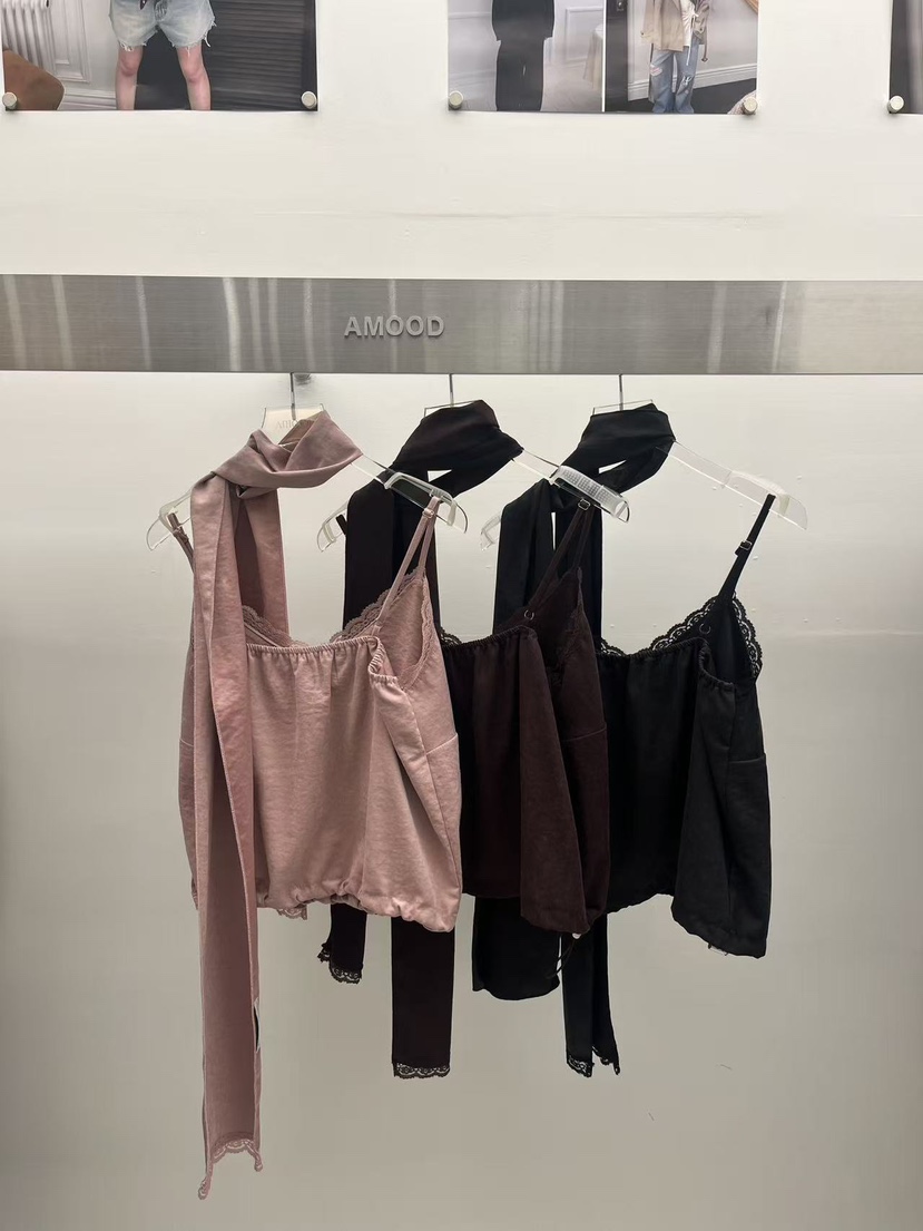 AMOOD韓國直郵女士新款人氣熱賣休閑時尚吊帶背心含圍巾無袖AMOOD吊帶/背心