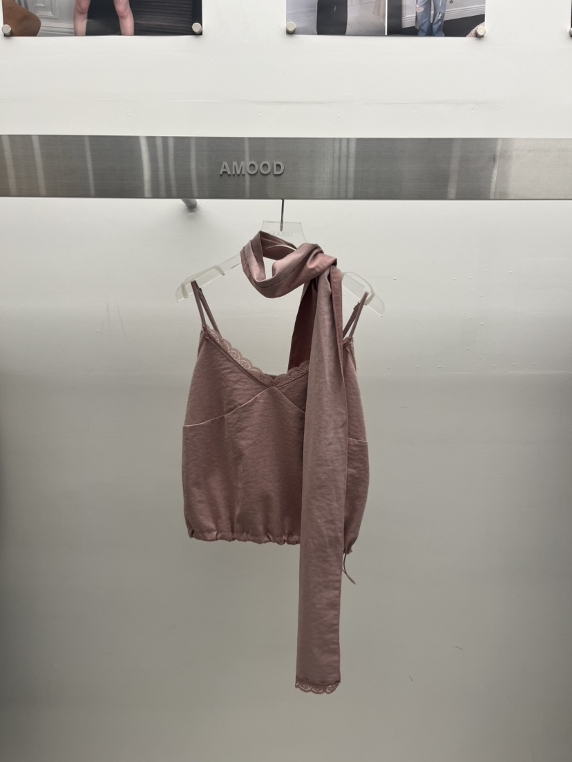 AMOOD韓國直郵女士新款人氣熱賣休閑時尚吊帶背心含圍巾無袖AMOOD吊帶/背心圖色1