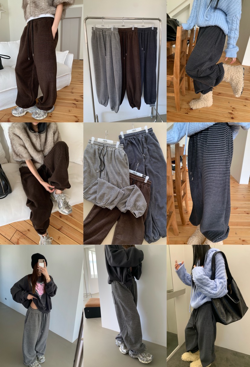 EYEL韓國代購女裝新款熱賣推薦真品休閑人氣時尚休閑褲抓絨EYEL休閑褲
