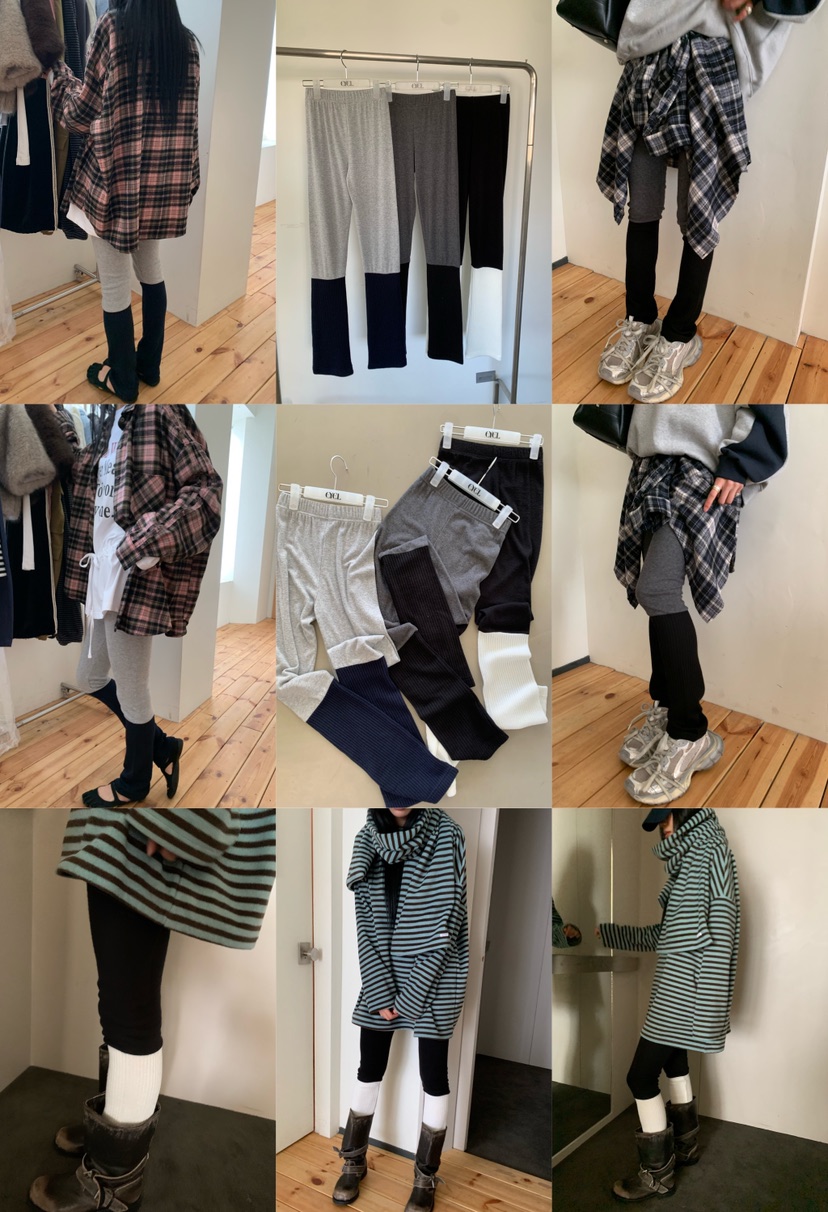 EYEL東大門直郵女裝新款真品熱賣推薦人氣打底褲鯊魚褲撞色EYEL打底褲/鯊魚褲