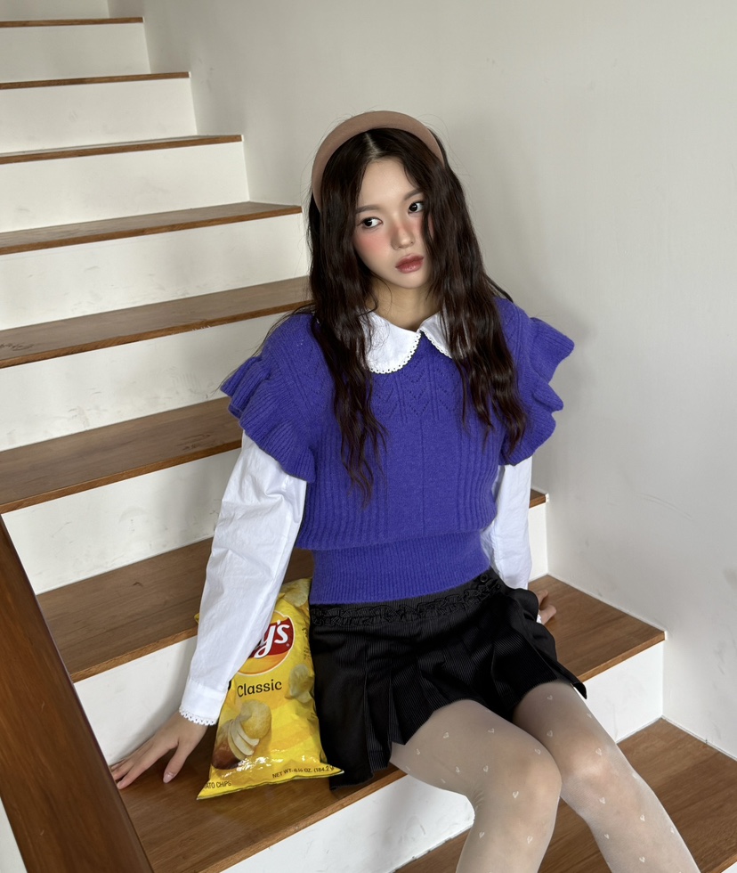 ARTE STUDIO/ATTENTION EDITORIAL韓國代購女裝新品休閑吊帶背心褶邊ARTE STUDIO/ATTENTION EDITORIAL吊帶/背心