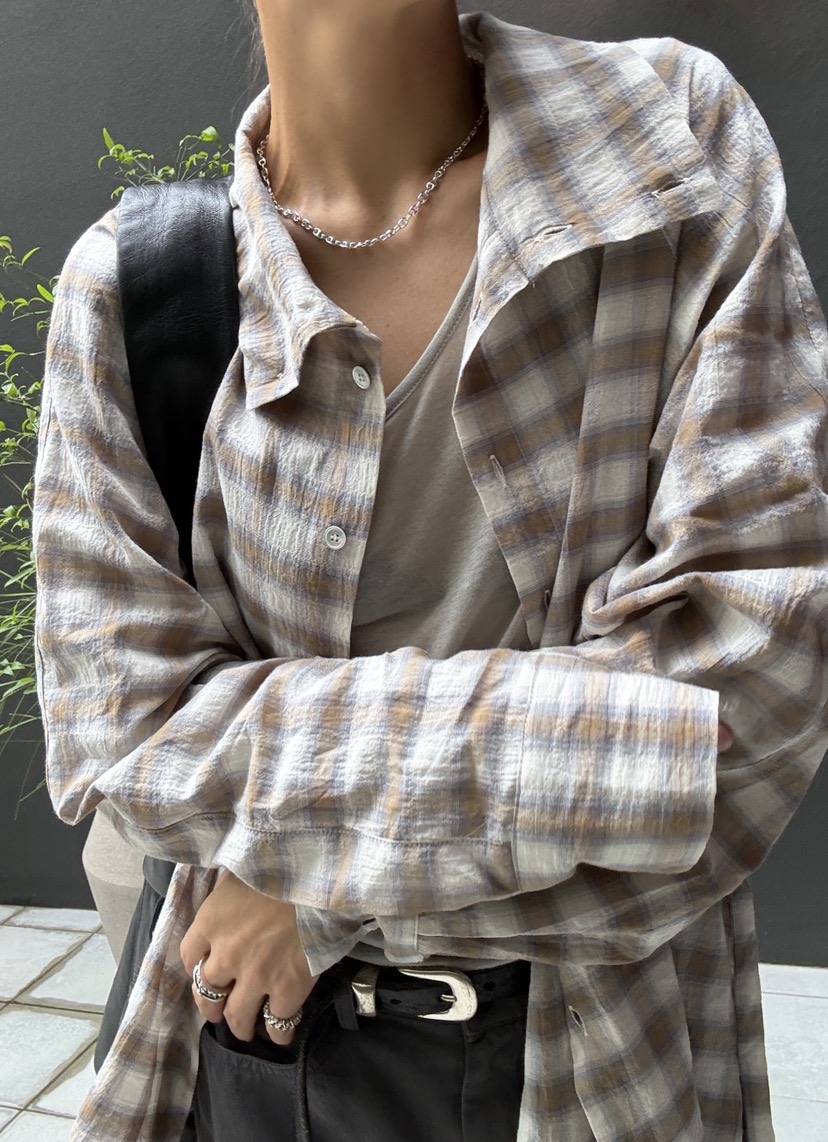 ROMANTICIZE韓國直郵女裝新品人氣推薦時尚襯衫蕾絲衫格子ROMANTICIZE襯衫/蕾絲衫