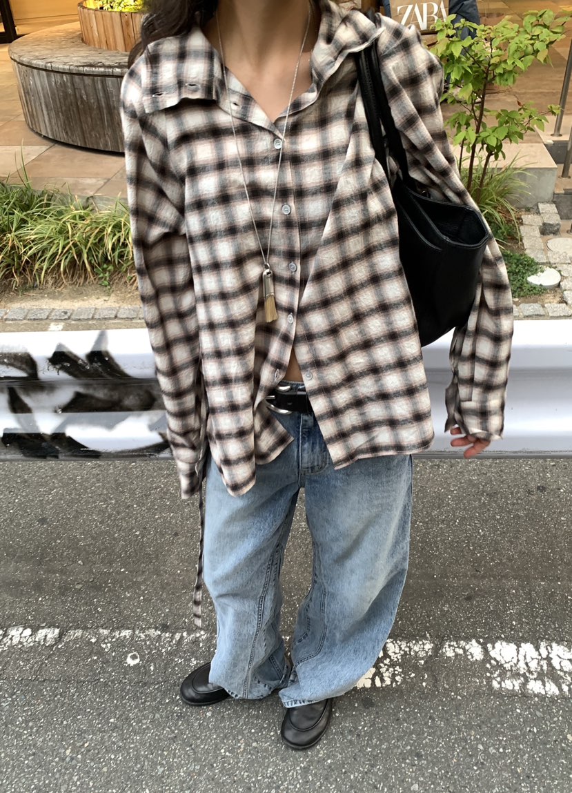 ROMANTICIZE韓國直郵女裝新品人氣推薦時尚襯衫蕾絲衫格子ROMANTICIZE襯衫/蕾絲衫