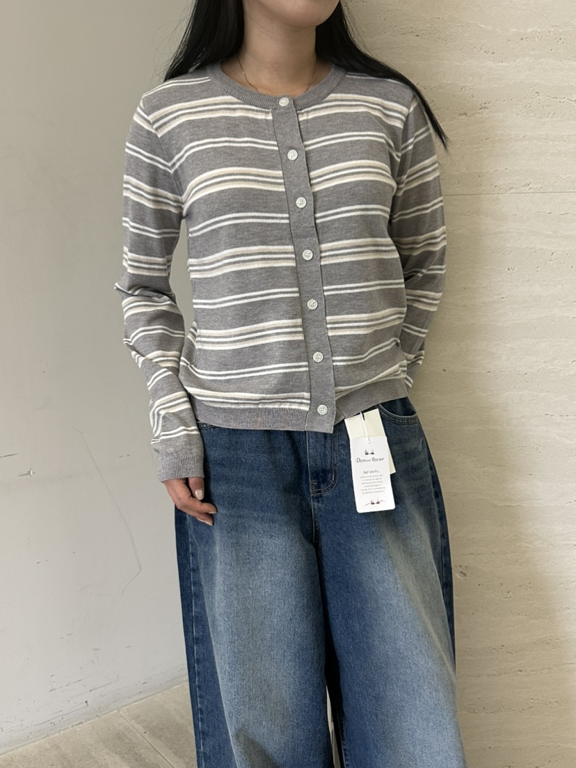 LEEHEE韓國直郵女士新款時尚人氣休閑推薦真品熱賣開衫條紋LEEHEE開衫
