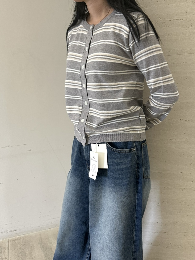 LEEHEE韓國直郵女士新款時尚人氣休閑推薦真品熱賣開衫條紋LEEHEE開衫