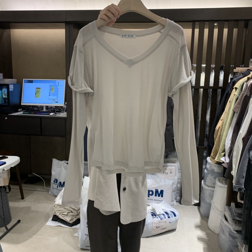 RAWROW韓國代購女裝新款人氣推薦時尚休閑熱賣長袖T恤假兩件RAWROW長袖T恤圖色3