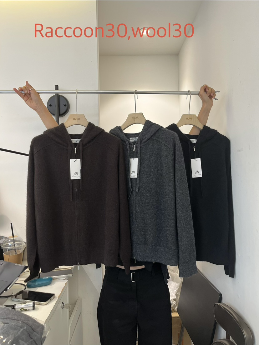 OUVIR東大門直郵女士新品人氣時尚休閑毛衣拉鏈連帽衫浣熊O.V.R/OUVIR毛衣