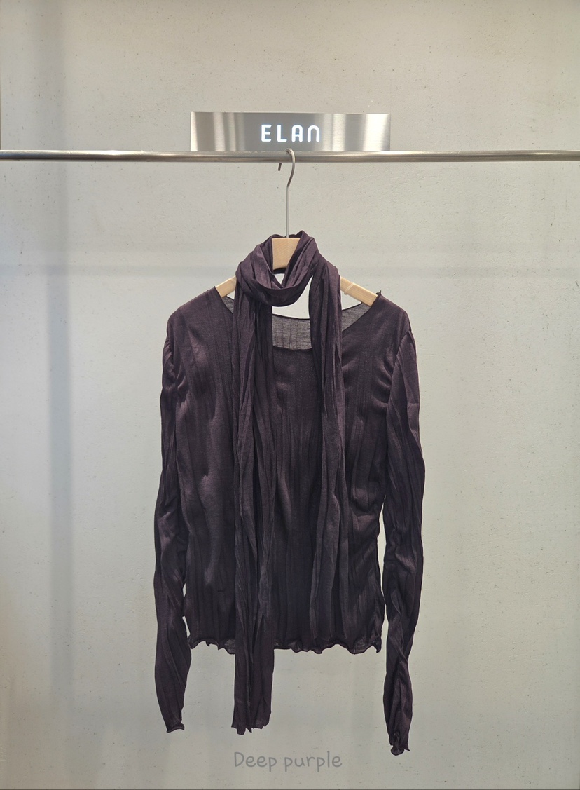 ELAN韓國代購女士新款推薦休閑時尚真品襯衫蕾絲衫含圍巾ELAN襯衫/蕾絲衫圖色1