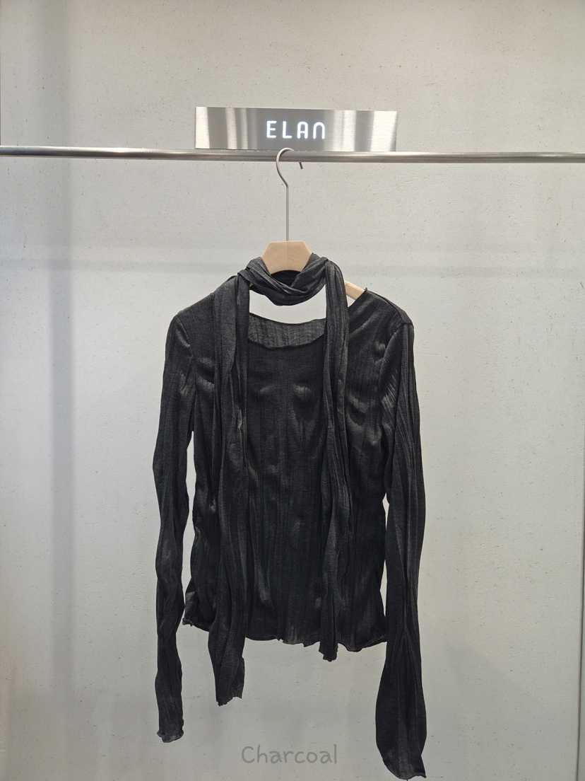 ELAN韓國代購女士新款推薦休閑時尚真品襯衫蕾絲衫含圍巾ELAN襯衫/蕾絲衫圖色2