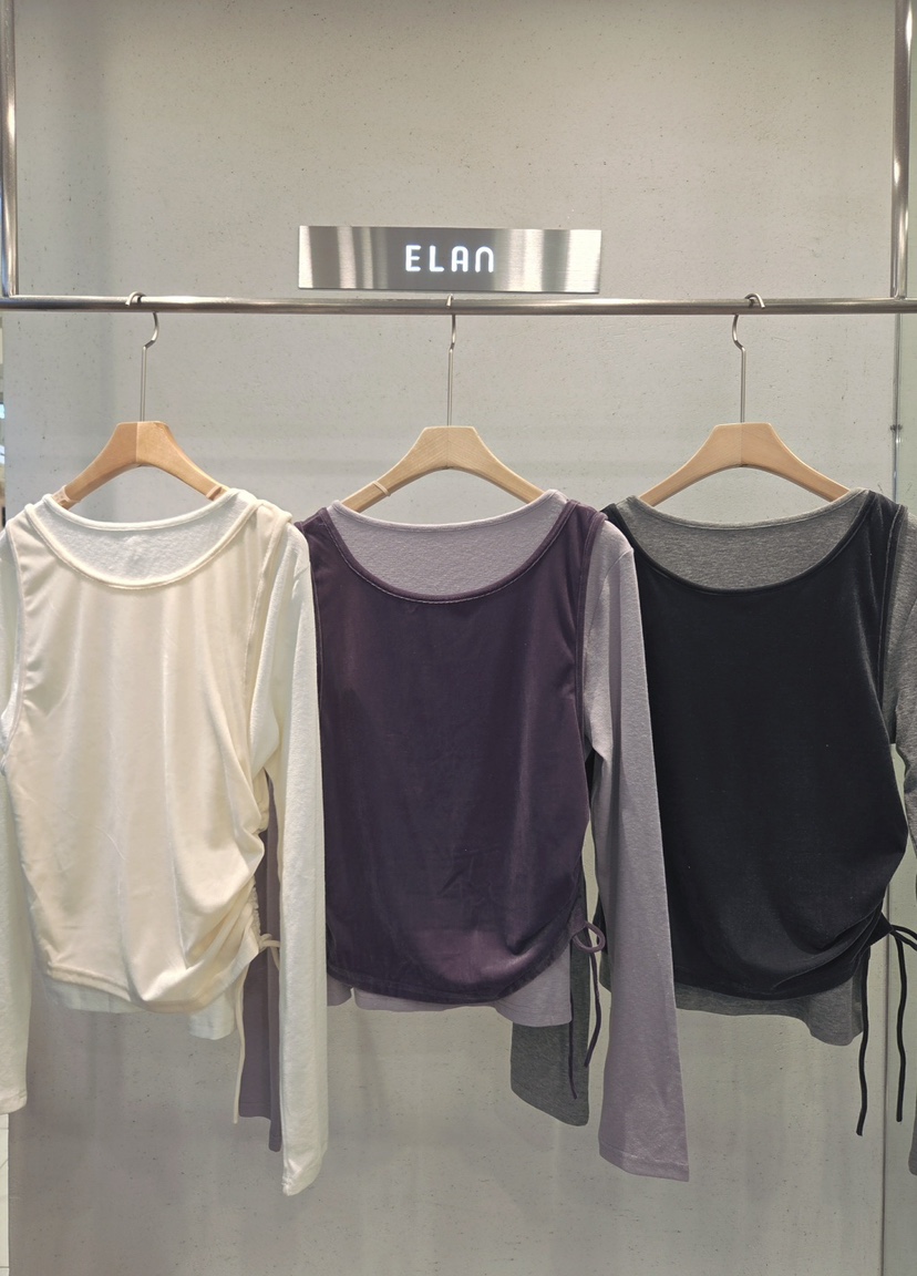 ELAN東大門代購女士新品熱賣時尚真品人氣休閑套裝天鵝絨ELAN套裝