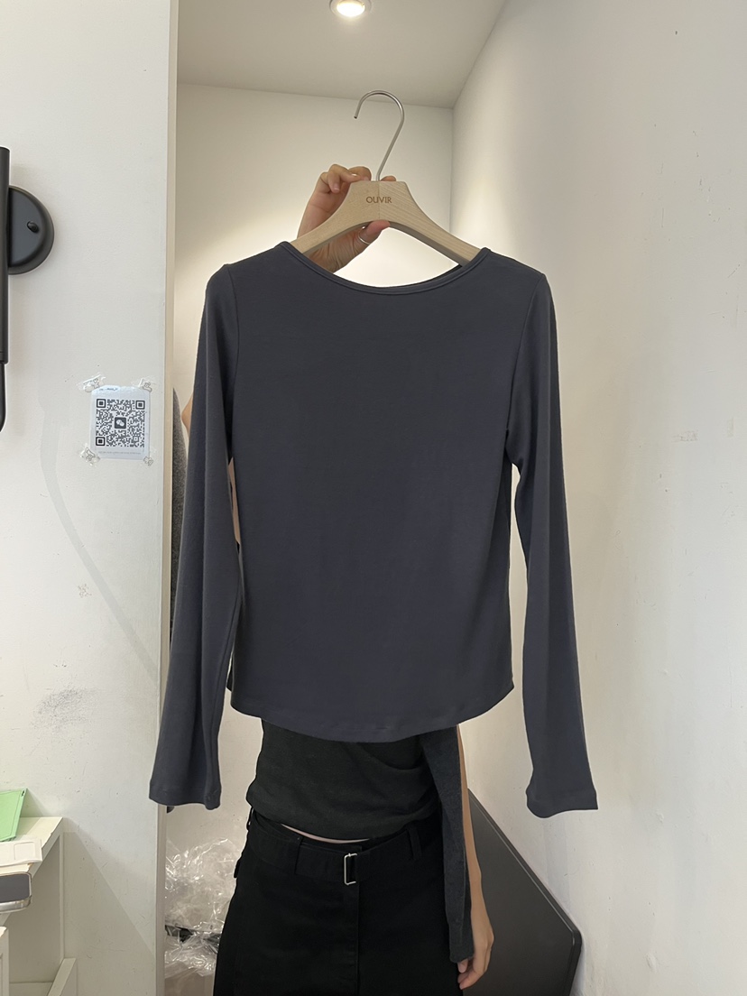 OUVIR東大門實拍女裝新品時尚熱賣推薦真品長袖T恤船領磨毛O.V.R/OUVIR長袖T恤圖色2