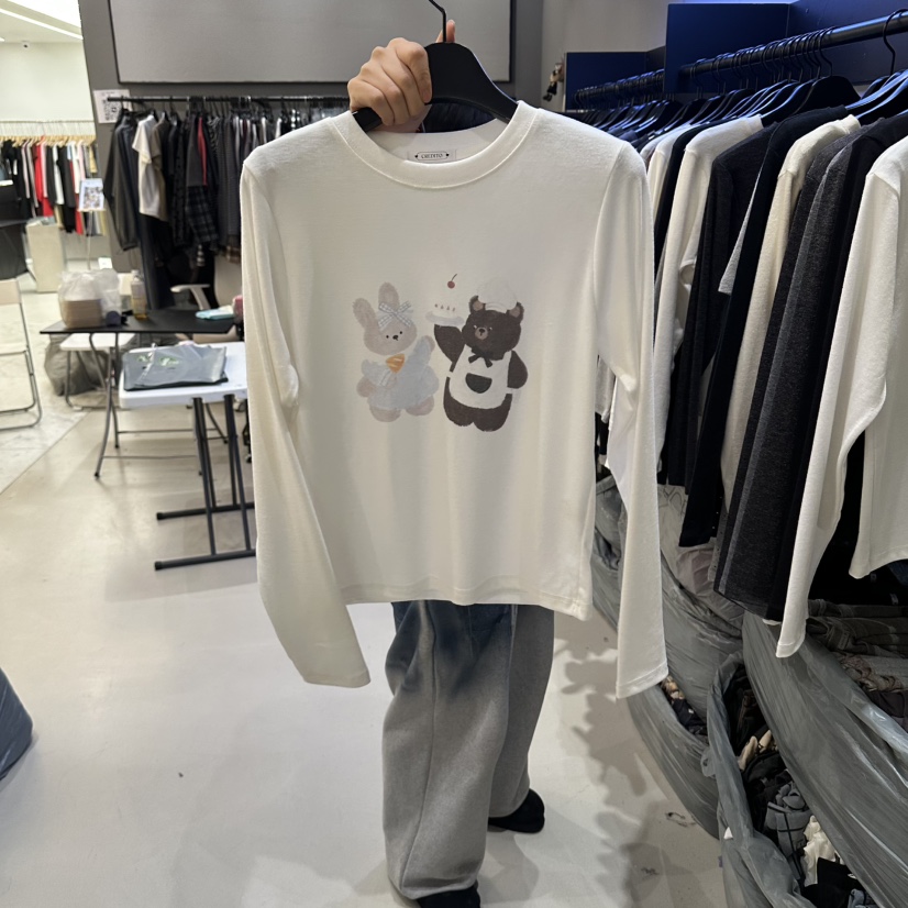 CREDITO東大門代購女裝新品真品休閑時尚熱賣推薦長袖T恤CREDITO長袖T恤圖色1