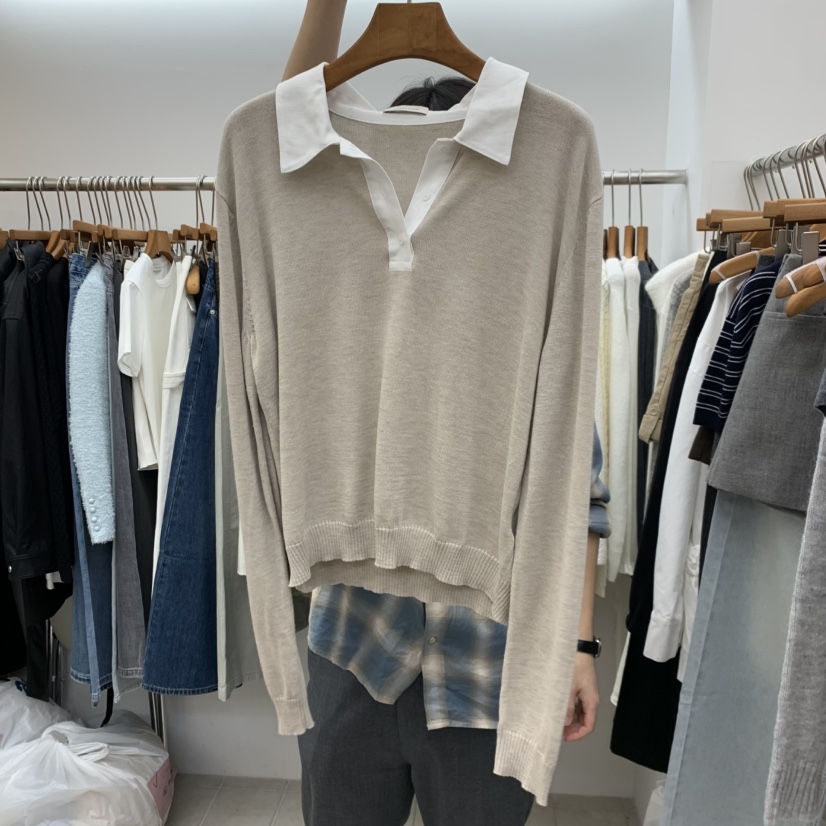 DRESS ROOM東大門直郵女士新款真品推薦針織衫假兩件疊穿DRESS ROOM針織衫圖色2