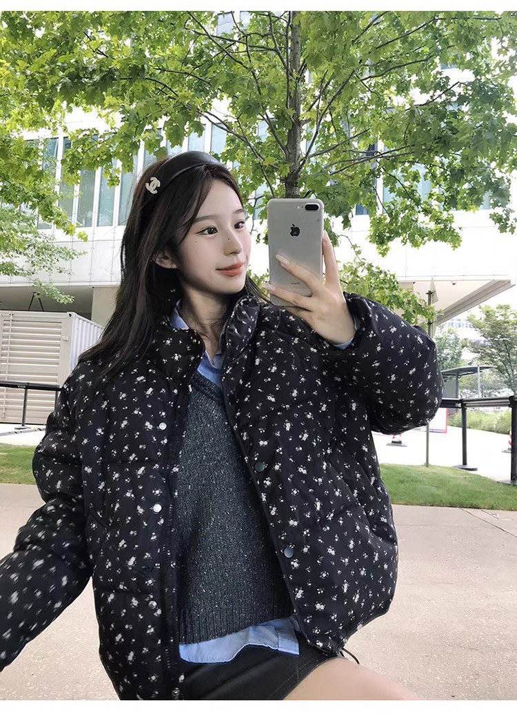 LALASWEET東大門實拍女裝新品職業人氣短款棉服羽絨服花朵LALASWEET短款棉服圖色2