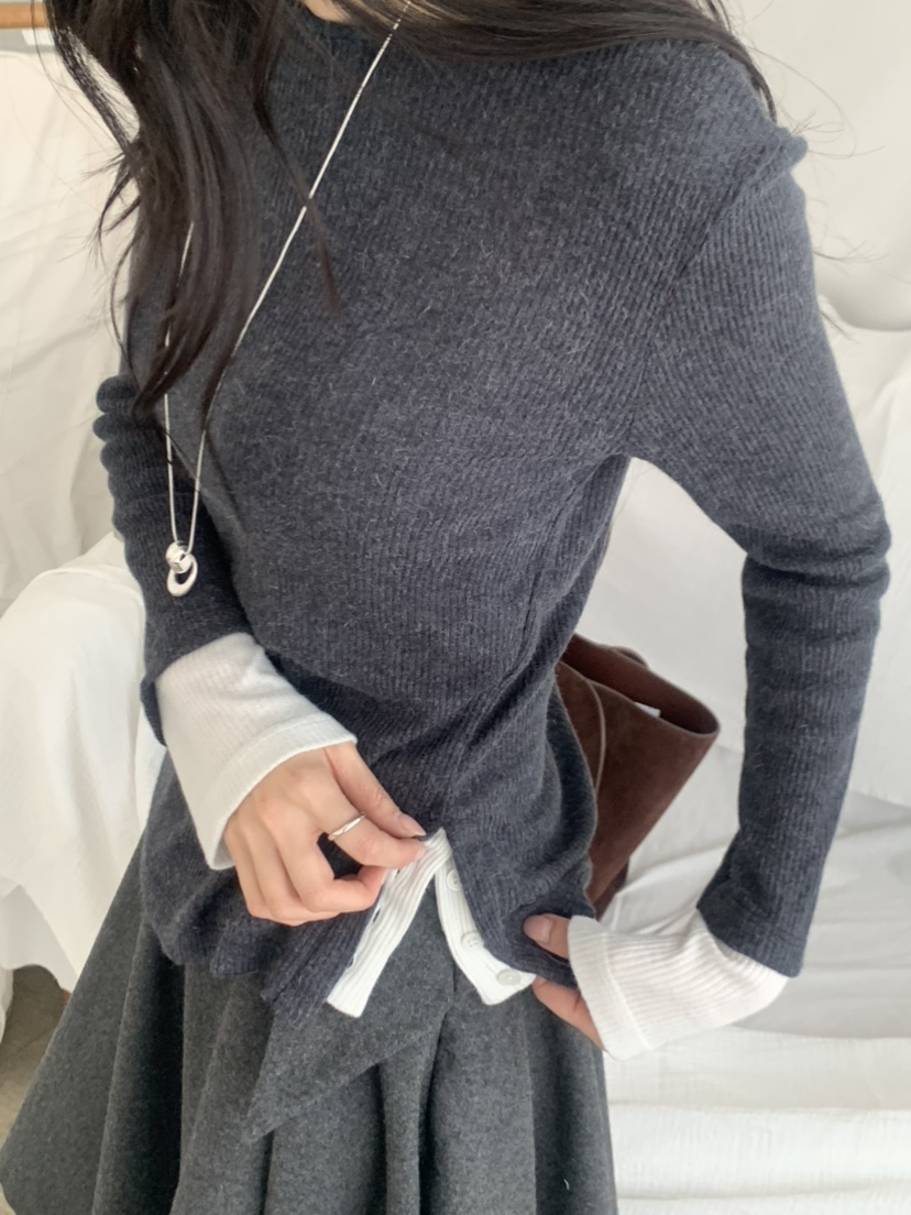 LE AVE東大門代購女裝新款時尚休閑推薦真品長袖T恤紐扣LE AVE長袖T恤