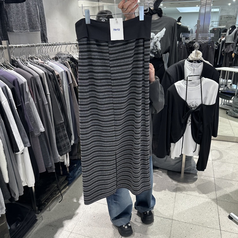 HERTZ-P韓國直郵女士新品推薦休閑時尚熱賣人氣長裙條紋HERTZ-P長裙