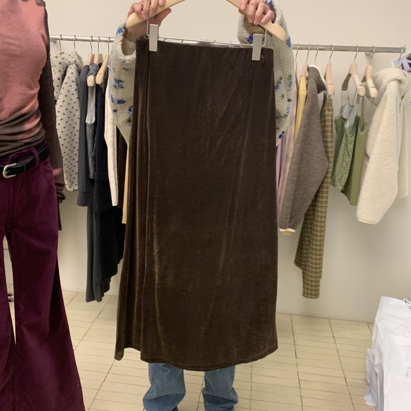 THEPLAN東大門代購女士新品熱賣時尚真品半身裙中短裙天鵝絨THE PLAN半身裙/中短裙圖色2