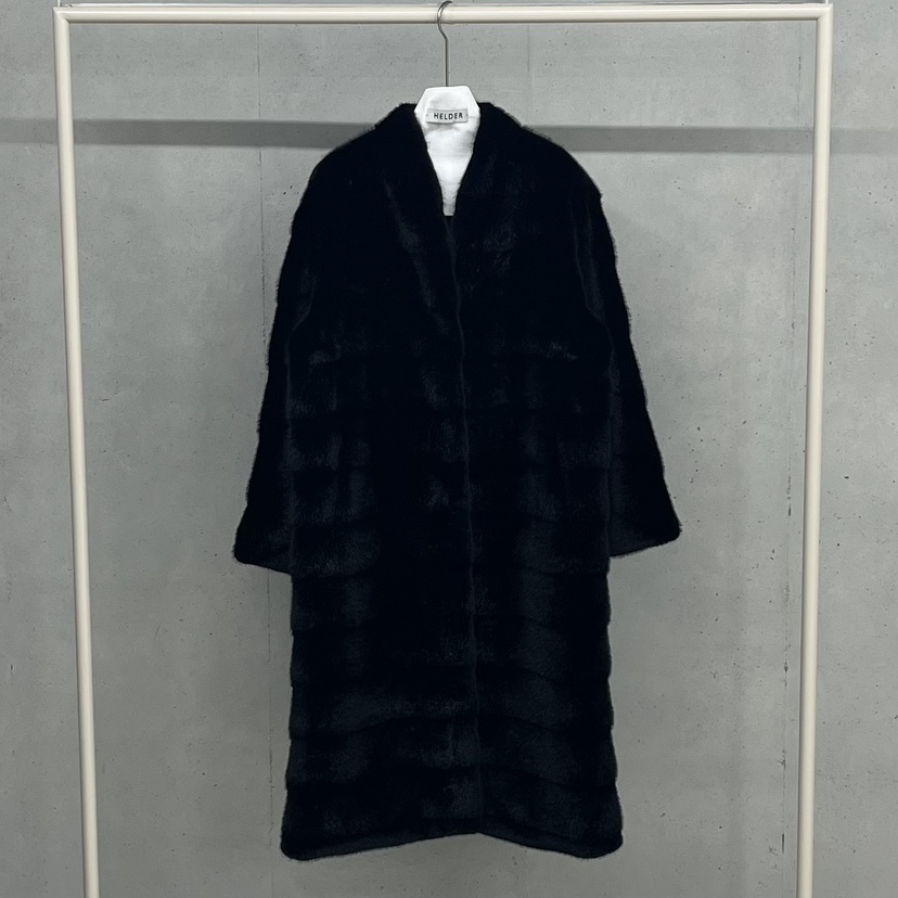 HELDER-P東大門直郵女裝新品熱賣推薦真品中長款大衣貂皮HELDER中長款大衣圖色1黑色