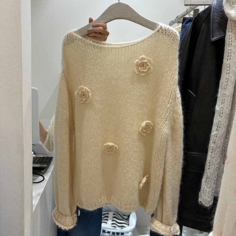 ASOME韓國代購女裝新品推薦時尚人氣熱賣休閑真品針織衫花朵A.SOME針織衫圖色1