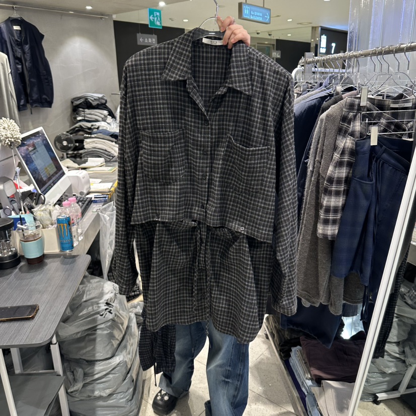 HERTZ-P韓國直郵女裝新品熱賣人氣休閑時尚襯衫蕾絲衫格紋HERTZ-P襯衫/蕾絲衫圖色2黑色
