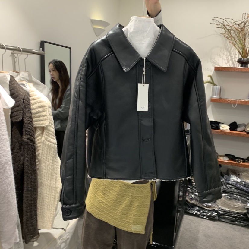 THE HOME PAGE韓國代購女士新款休閑推薦人氣真品皮衣加絨THE HOME PAGE皮衣圖色1
