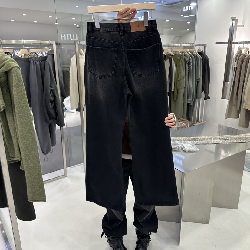 LUTH東大門代購女裝新品時尚熱賣真品人氣休閑牛仔褲黑色LUTH牛仔褲