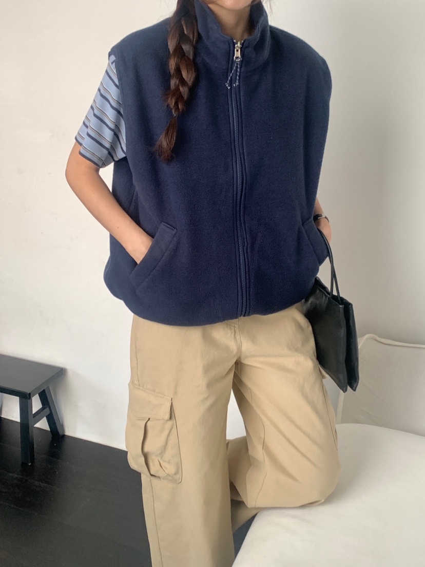 WOOD韓國直郵女士新款推薦熱賣人氣真品休閑馬甲雙面抓絨WOOD-2件起馬甲