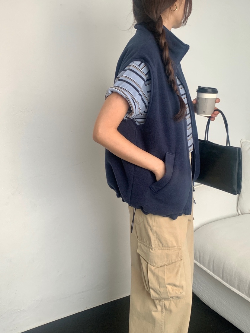 WOOD韓國直郵女士新款推薦熱賣人氣真品休閑馬甲雙面抓絨WOOD-2件起馬甲
