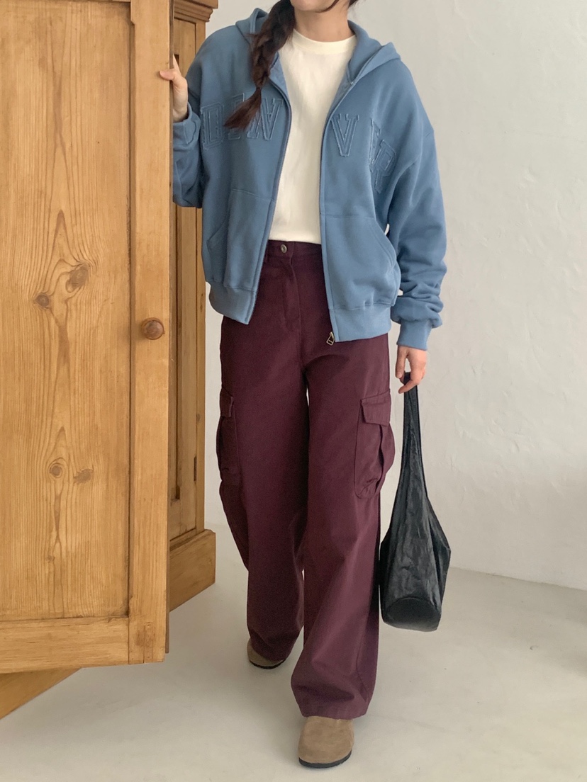 WOOD韓國直郵女士新品推薦時尚人氣休閑衛衣拉鏈連帽衫抓絨WOOD-2件起衛衣