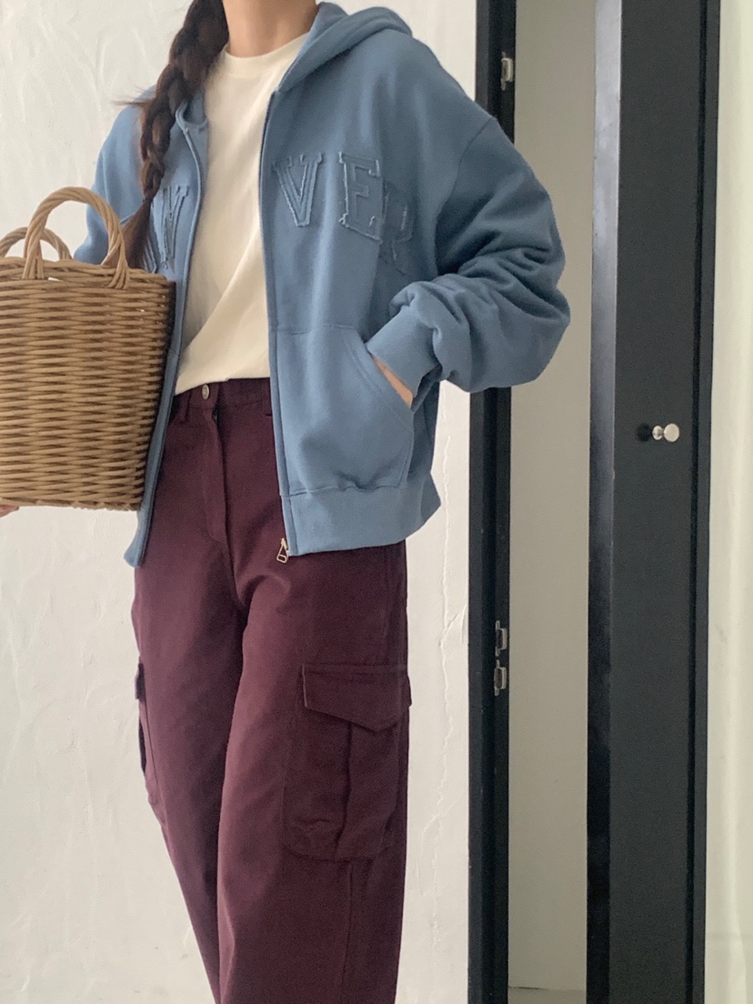 WOOD韓國直郵女士新品推薦時尚人氣休閑衛衣拉鏈連帽衫抓絨WOOD-2件起衛衣